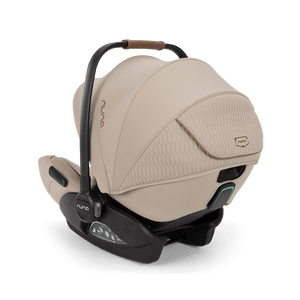 Beige nuna arra flex i-size baby car seat with quilted fabric and black frame for 0-13kg infants