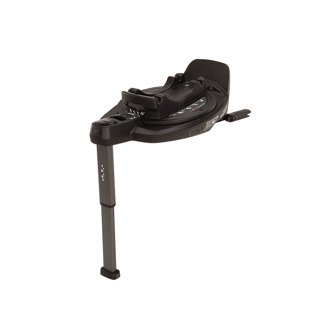 Black nuna BASE curv ISOFIX car seat base with sturdy adjustable height column and sleek modern design