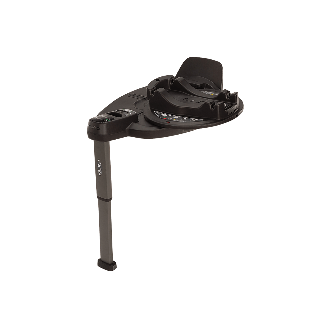 Black plastic Nuna BASE curv ISOFIX infant car seat base with adjustable height and secure 360° rotating installation