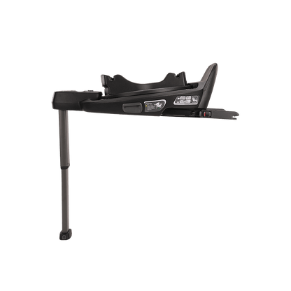 Black plastic Nuna BASE curv isofix car seat base with sturdy vertical support leg and integrated safety features