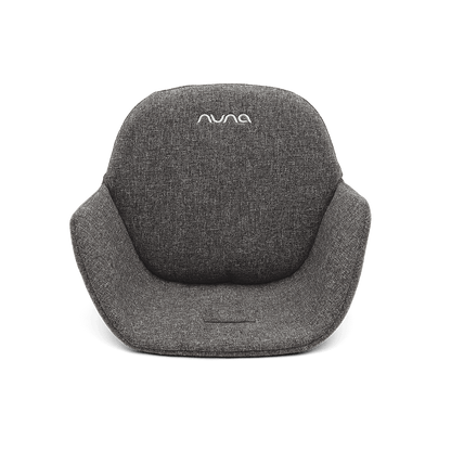 Gray textured fabric insert with nuvo logo embroidered for nuna bryn highchair sanderson model