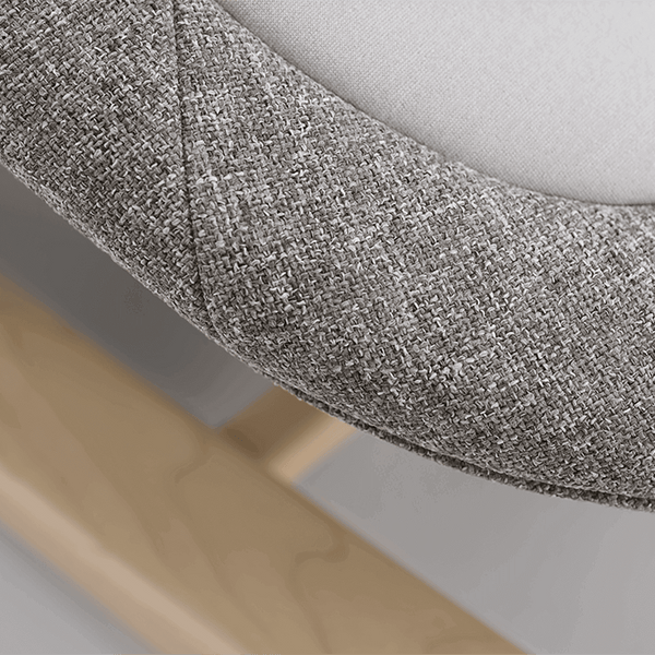 Gray textured fabric chair cushion with soft woven surface for nuna bryn newborn rocker heritage model