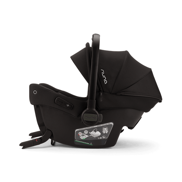 Black Nuna PIPA urbn infant car seat with sleek modern design soft fabric canopy baseless ISOFIX i-Size 40–75cm