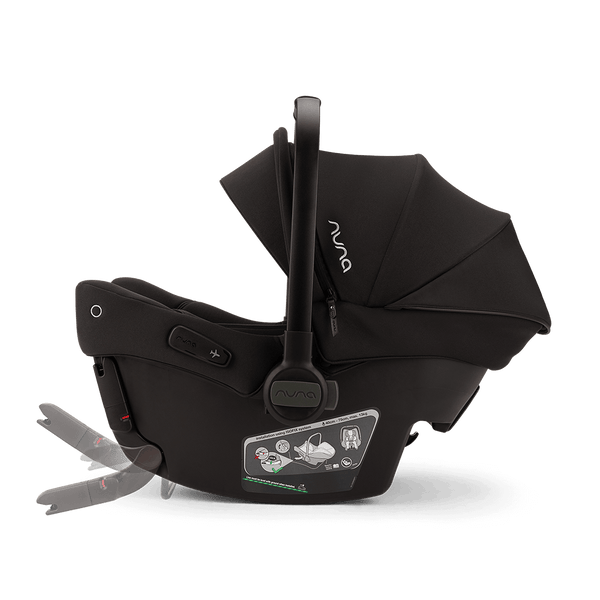 Black nuna pipa urbn infant car seat with sleek modern design and soft fabric canopy for newborn 40–75cm use