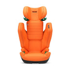 Recaro AXION 1 in Vibrant Orange, front view with the headrest raised above the side wings.