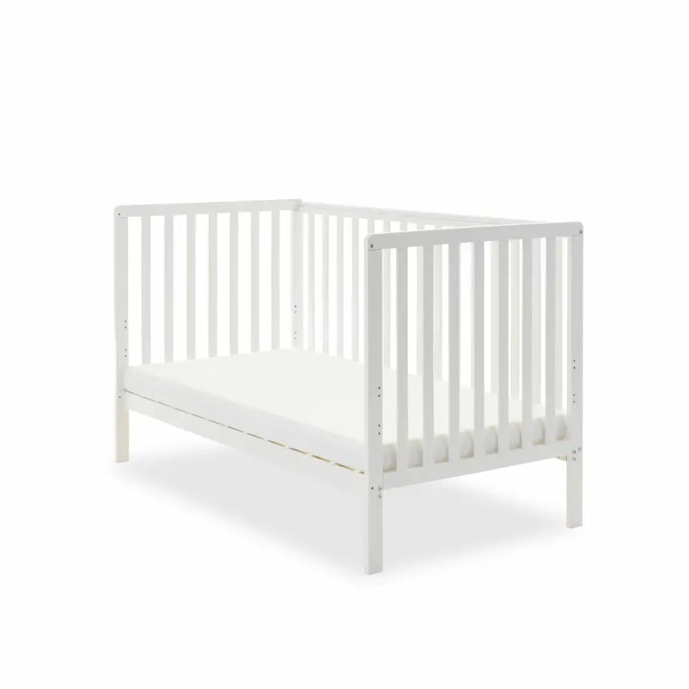 OBaby Bantam Cot Bed & Fibre Mattress – White | Bundle Deal Obaby