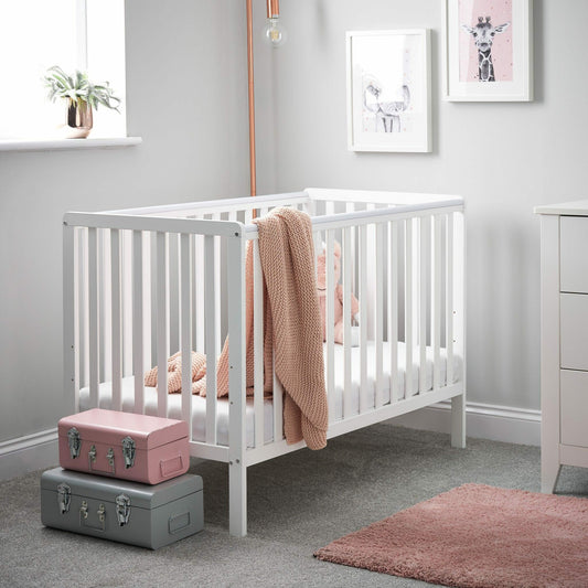 OBaby Bantam Cot Bed in White - 3 Position base  Obaby   