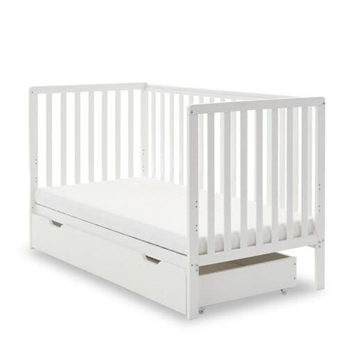 OBaby Bantam Cot Bed in White - With Under Bed Drawer  Obaby   