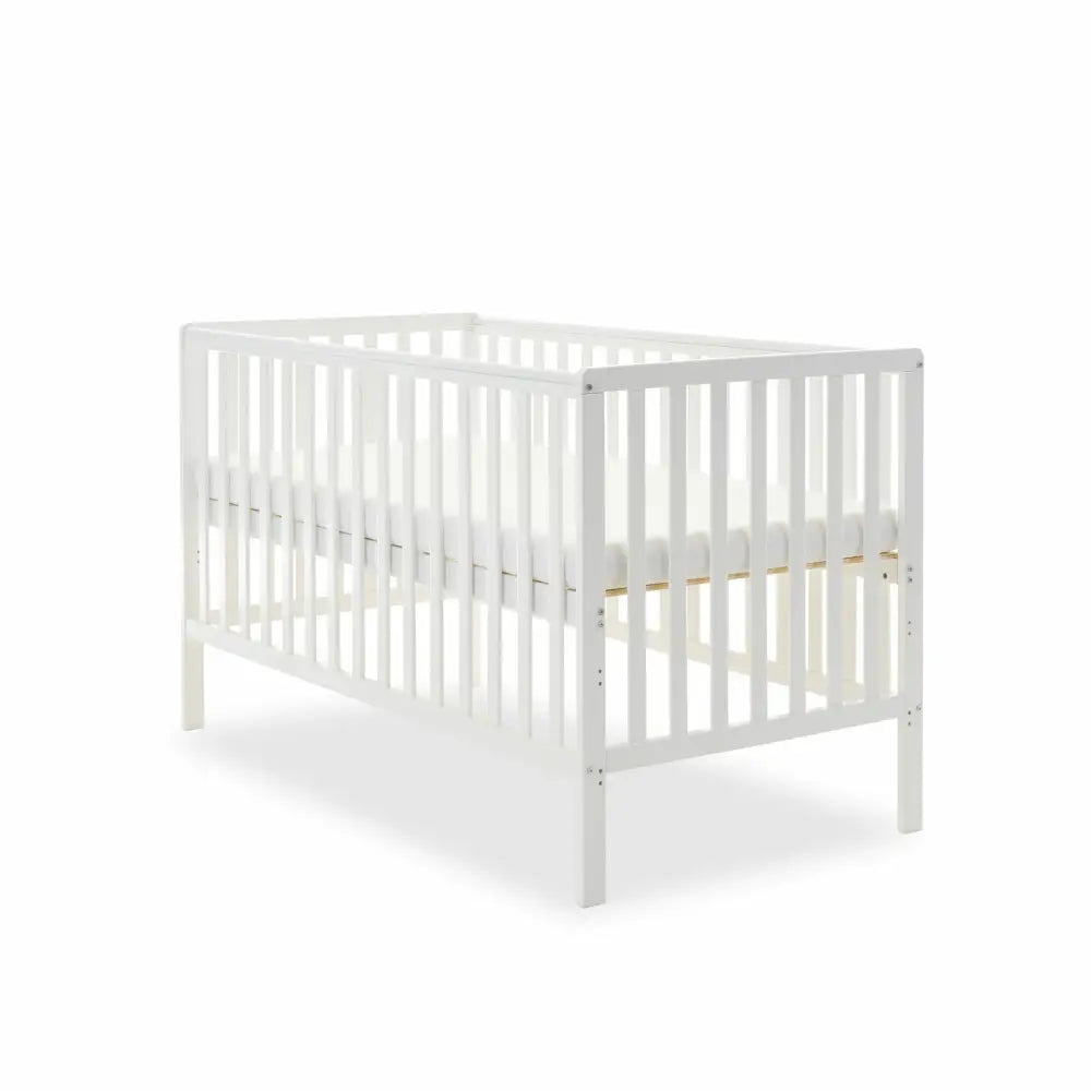 OBaby Bantam Cot Bed in White - With Under Bed Drawer Obaby
