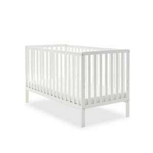 OBaby Bantam Cot Bed With Underbed Drawer & Fibre Mattress – White | Bundle Deal Obaby
