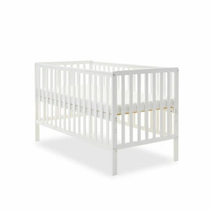 OBaby Bantam Cot Bed With Underbed Drawer & Fibre Mattress – White | Bundle Deal Obaby
