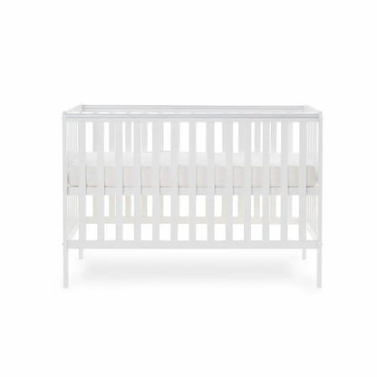 OBaby Bantam Cot & Fibre Mattress – White | Bundle Deal Obaby