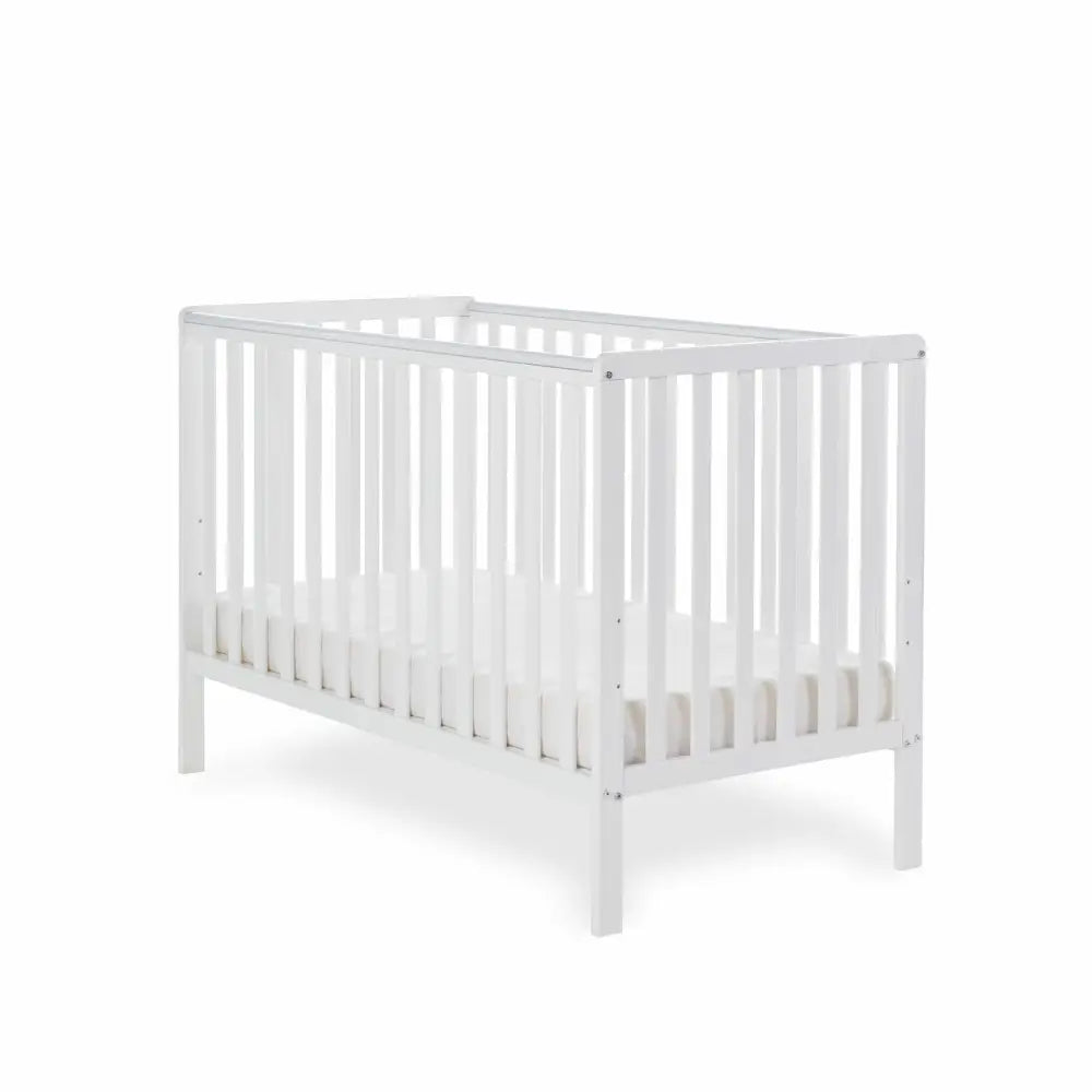 OBaby Bantam Cot in White - With Under Bed Drawer Obaby
