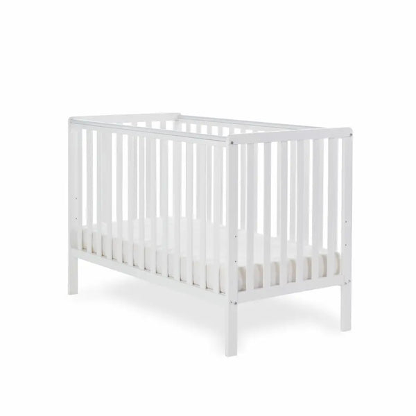OBaby Bantam Cot in White - With Under Bed Drawer Obaby