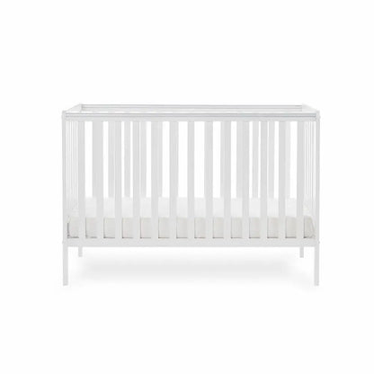 OBaby Bantam Cot in White - With Under Bed Drawer Obaby