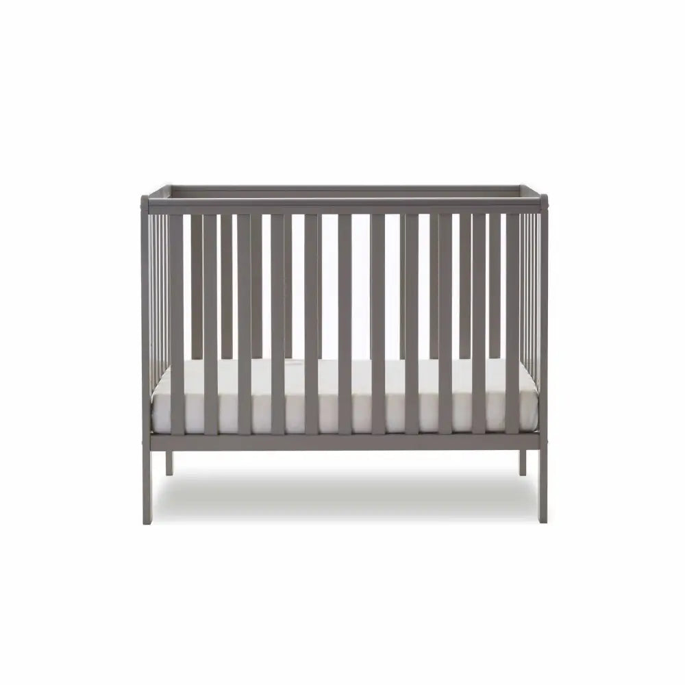 OBaby Bantam Space Saver Cot & Fibre Mattress – Taupe Grey | Bundle Deal Obaby