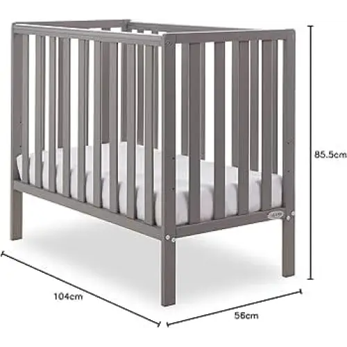 OBaby Bantam Space Saver Cot & Fibre Mattress – Taupe Grey | Bundle Deal Obaby