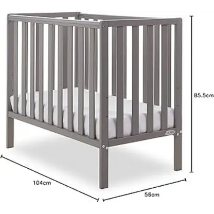 OBaby Bantam Space Saver Cot & Fibre Mattress – Taupe Grey | Bundle Deal Obaby