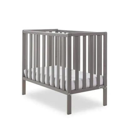 OBaby Bantam Space Saver Cot & Fibre Mattress – Taupe Grey | Bundle Deal Obaby