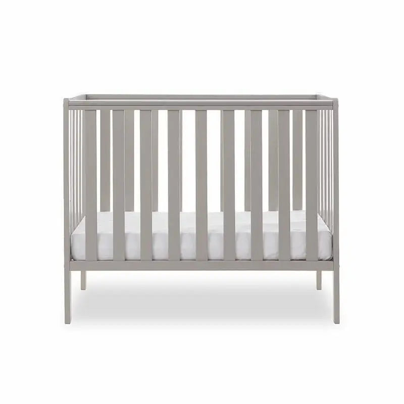 OBaby Bantam Space Saver Cot & Fibre Mattress – Warm Grey | Bundle Deal Obaby