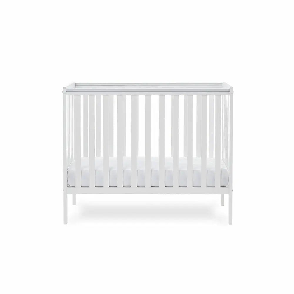OBaby Bantam Space Saver Cot & Fibre Mattress – White | Bundle Deal Obaby