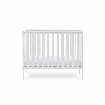 OBaby Bantam Space Saver Cot & Fibre Mattress – White | Bundle Deal Obaby