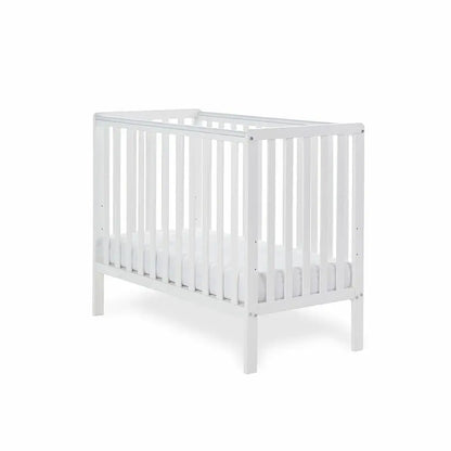 OBaby Bantam Space Saver Cot & Fibre Mattress – White | Bundle Deal Obaby