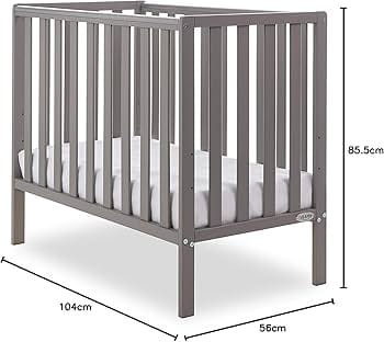 OBaby Bantam Space Saver Cot & Fibre Mattress – Taupe Grey | Bundle Deal Obaby