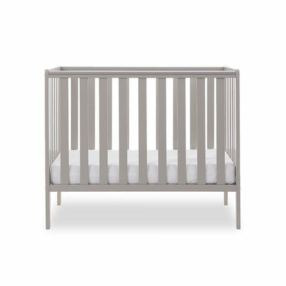 OBaby Bantam Space Saver Cot & Fibre Mattress – Warm Grey | Bundle Deal Obaby