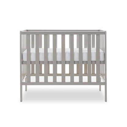 OBaby Bantam Space Saver Cot & Fibre Mattress – Warm Grey | Bundle Deal Obaby