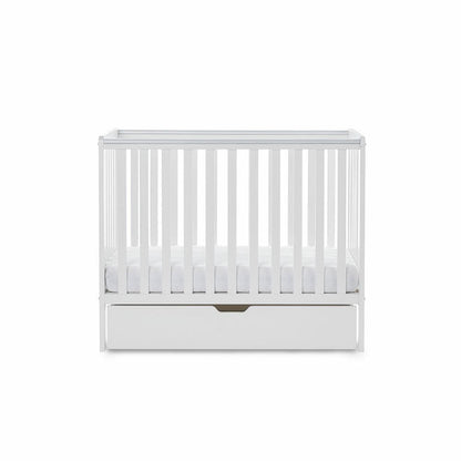 OBaby Bantam Space saver Cot in White With Under Bed Drawer Obaby