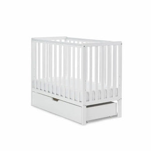 OBaby Bantam Space saver Cot in White With Under Bed Drawer & Mattress Obaby
