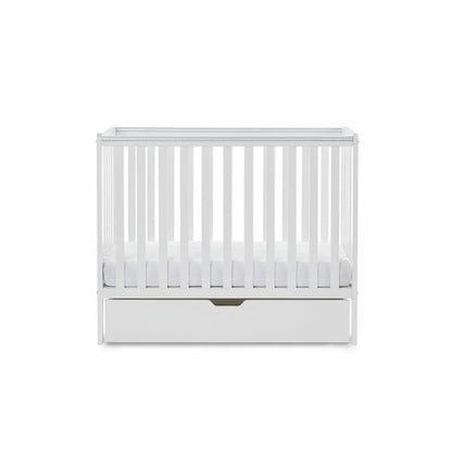 OBaby Bantam Space saver Cot in White With Under Bed Drawer & Mattress Obaby