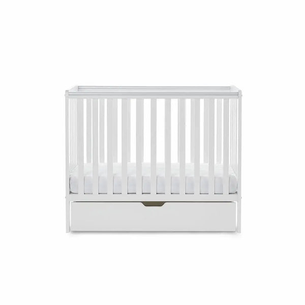 OBaby Bantam Space saver Cot in White With Under Bed Drawer & Mattress Obaby