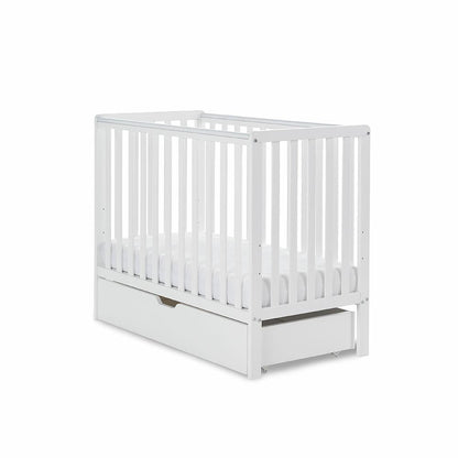 OBaby Bantam Space Saver Cot Under Bed Drawer & Mattress – White | Bundle Deal Obaby