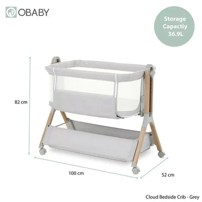 OBaby Cloud Bedside Crib – Cloud Grey OBaby