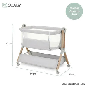 OBaby Cloud Bedside Crib – Cloud Grey OBaby