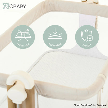 OBaby Cloud Bedside Crib – Oatmeal OBaby