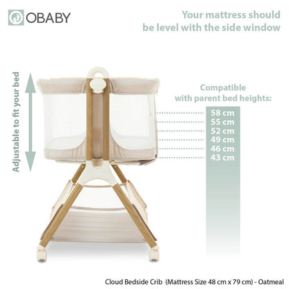 OBaby Cloud Bedside Crib – Oatmeal OBaby