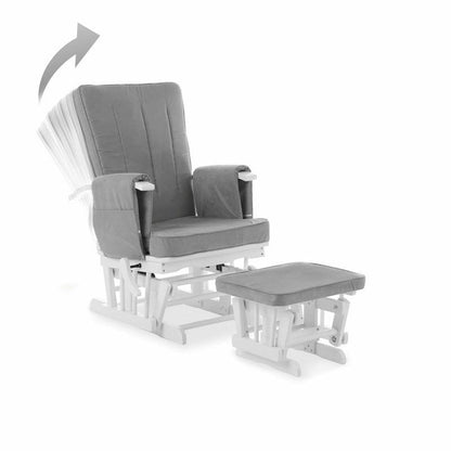OBaby Deluxe Reclining Glider Nursery Chair & Stool - White & grey  Obaby   