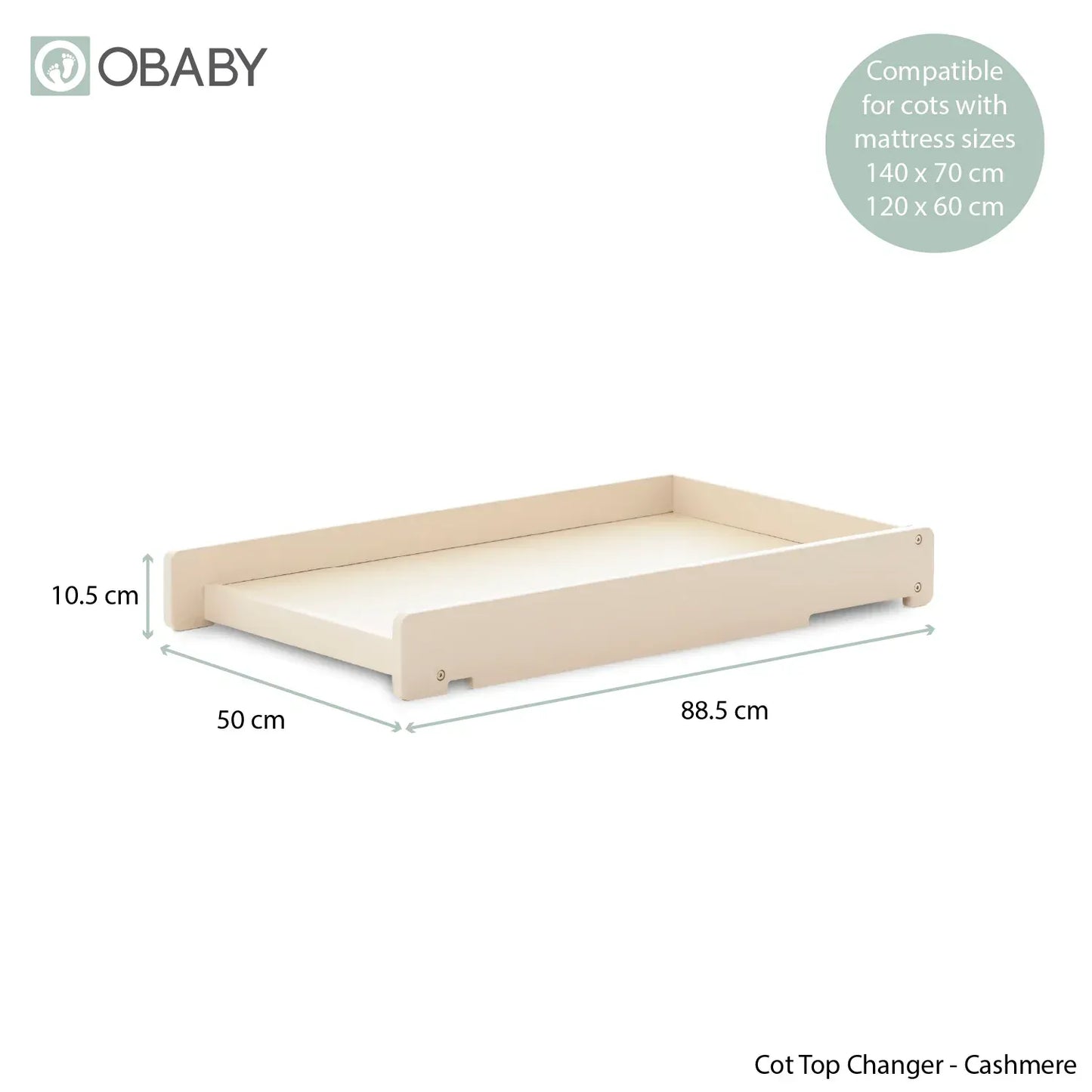 Obaby Evie Cot Top Changer - Cashmere OBaby