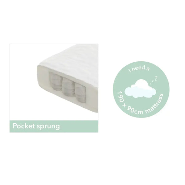 Obaby Gatsby Velvet Single Bed - Grey Obaby
