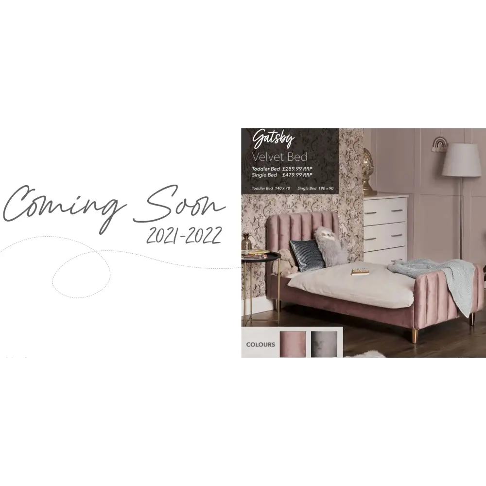 Obaby Gatsby Velvet Single Bed - Grey  Obaby   