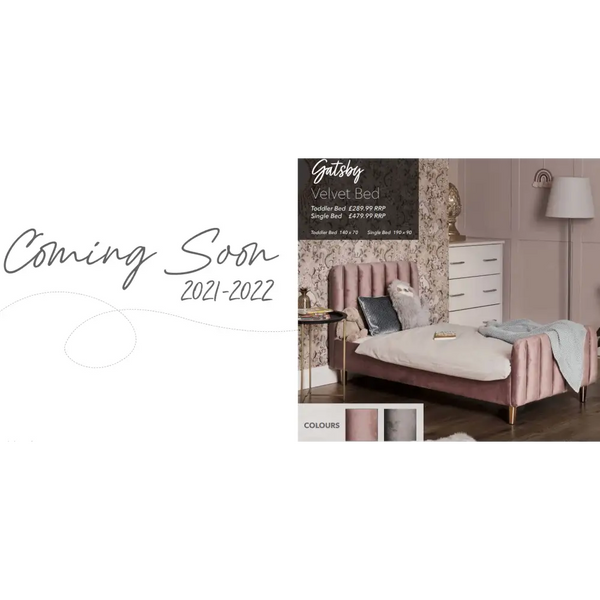 Obaby Gatsby Velvet Single Bed - Grey  Obaby   