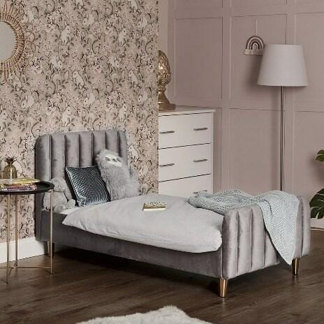 Obaby Gatsby Velvet Single Bed - Grey  Obaby   