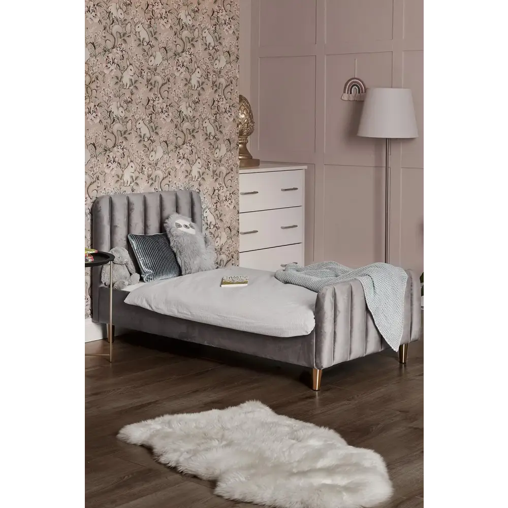 Obaby Gatsby Velvet Toddler Bed - Grey  Obaby   