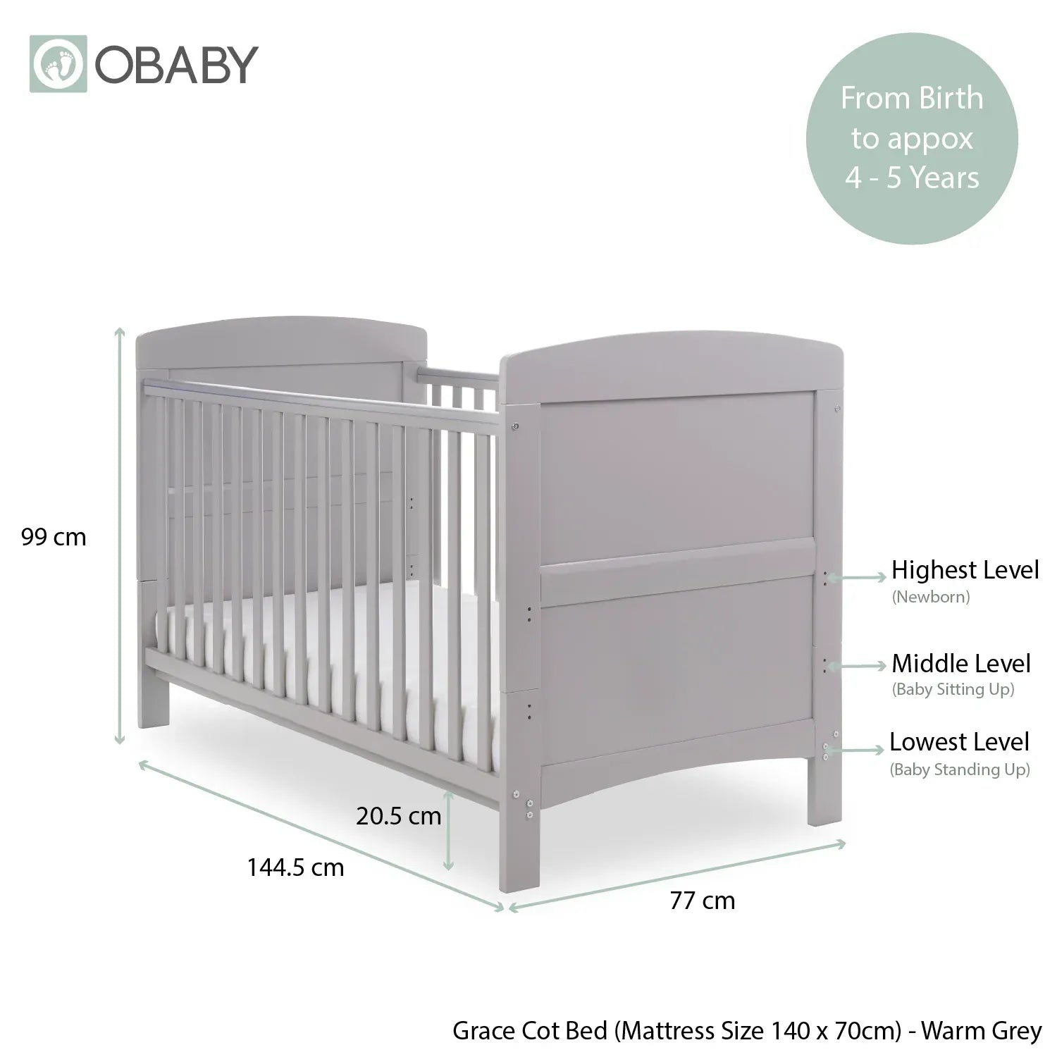 OBaby Grace 2 Piece Room Set - Warm Grey Obaby