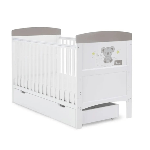 OBaby Grace Inspire Hello World Koala Cot Bed + Under Bed Drawer  Obaby   