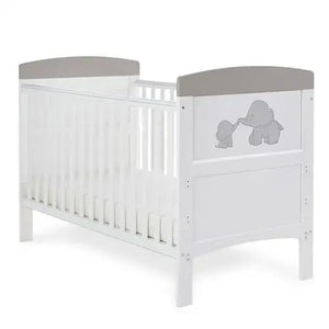 OBaby Grace Inspire Mini & Me Elephants Cot Bed - Grey Obaby