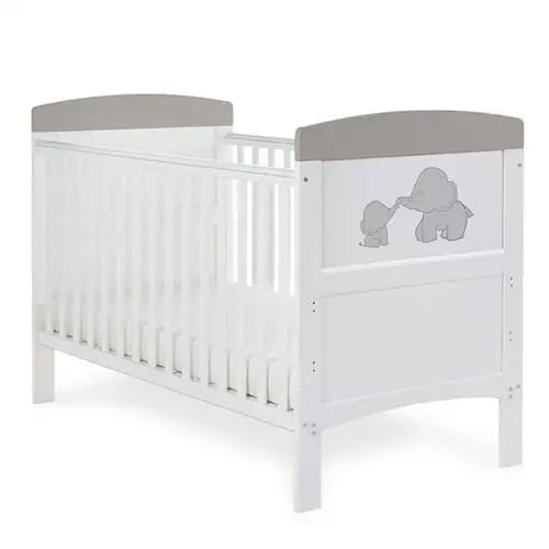 OBaby Grace Inspire Mini & Me Elephants Cot Bed - Grey Obaby